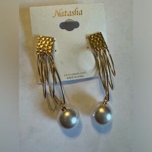 NATASHA hoops large pearl Earrings NEW